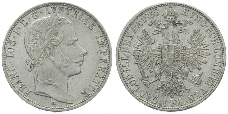 Österreich 1 Florin 1859 A - Franz Josef I.